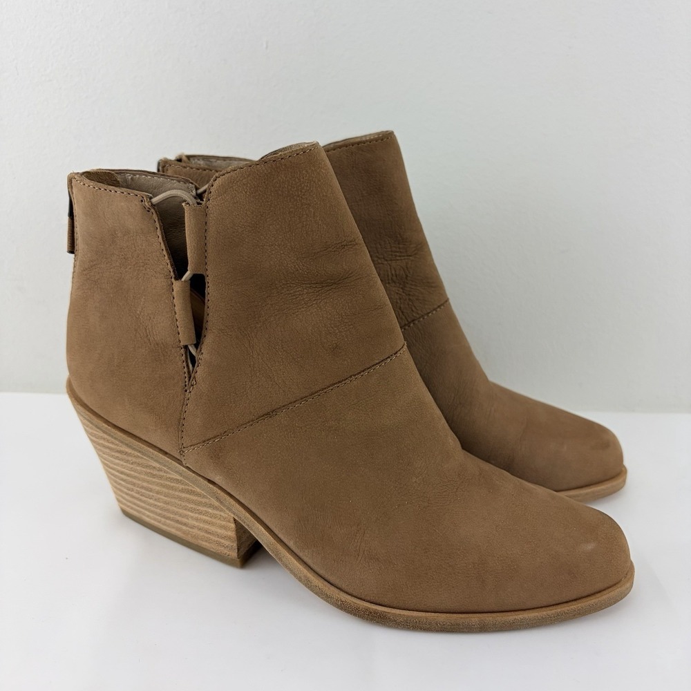 Eileen Fisher Women's Brown Leather Ankle‎ Boots 6.5 Wedge Vero Cuoio